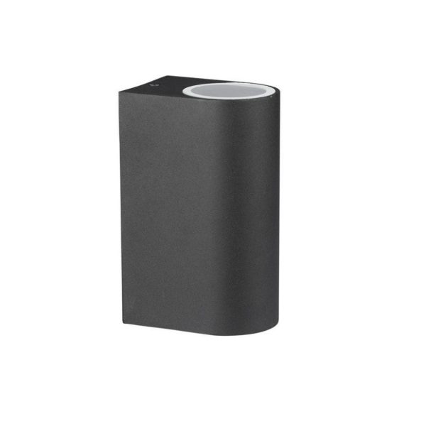 2*GU10 y GU5.3 (MR16) Portalà¡mpara LED de pared redondeado de aluminio color negro IP44 2*GU10 y GU5.3 (MR16) Portalà¡mpara LED de pared redondeado de aluminio color negro IP44