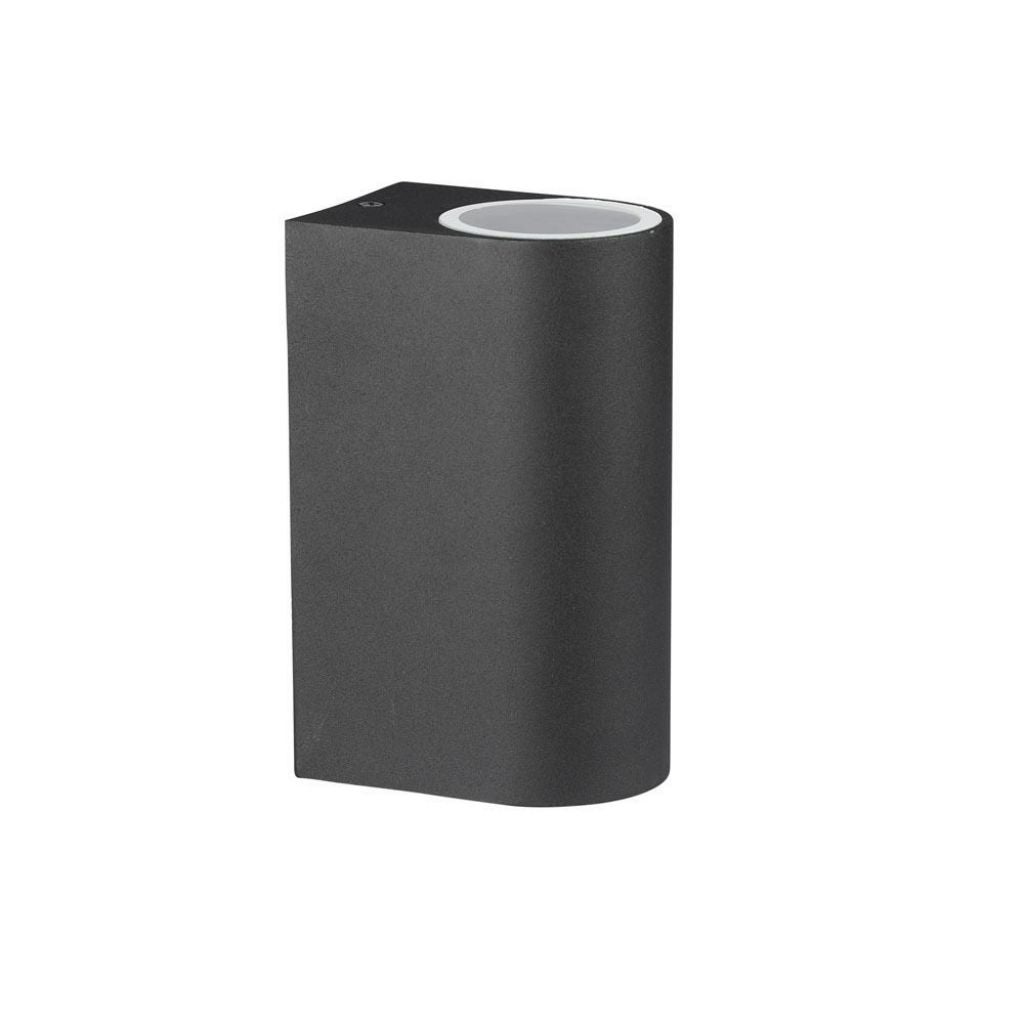 2*GU10 y GU5.3 (MR16) Portalà¡mpara LED de pared redondeado de aluminio color negro IP44