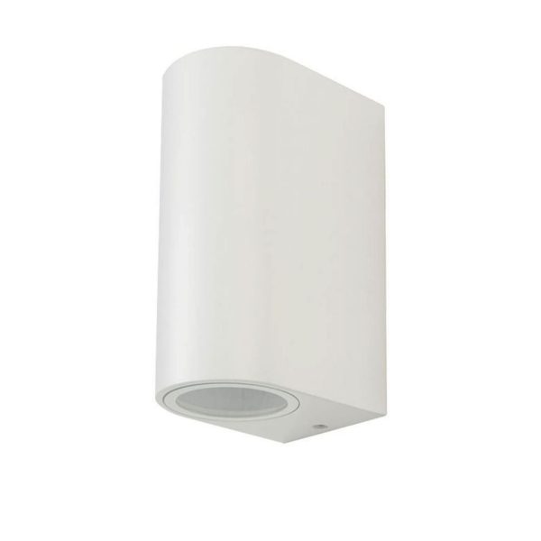 2*GU10 y GU5.3 (MR16) Portalà¡mparas LED de pared redondeado de aluminio color blanco IP44 2*GU10 y GU5.3 (MR16) Portalà¡mparas LED de pared redondeado de aluminio color blanco IP44