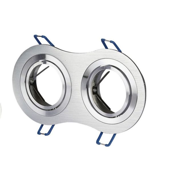 2*GU10 y GU5.3 (MR16) Portalà¡mparas LED empotrable redondo de aluminio cepillado ajustable 2*GU10 y GU5.3 (MR16) Portalà¡mparas LED empotrable redondo de aluminio cepillado ajustable