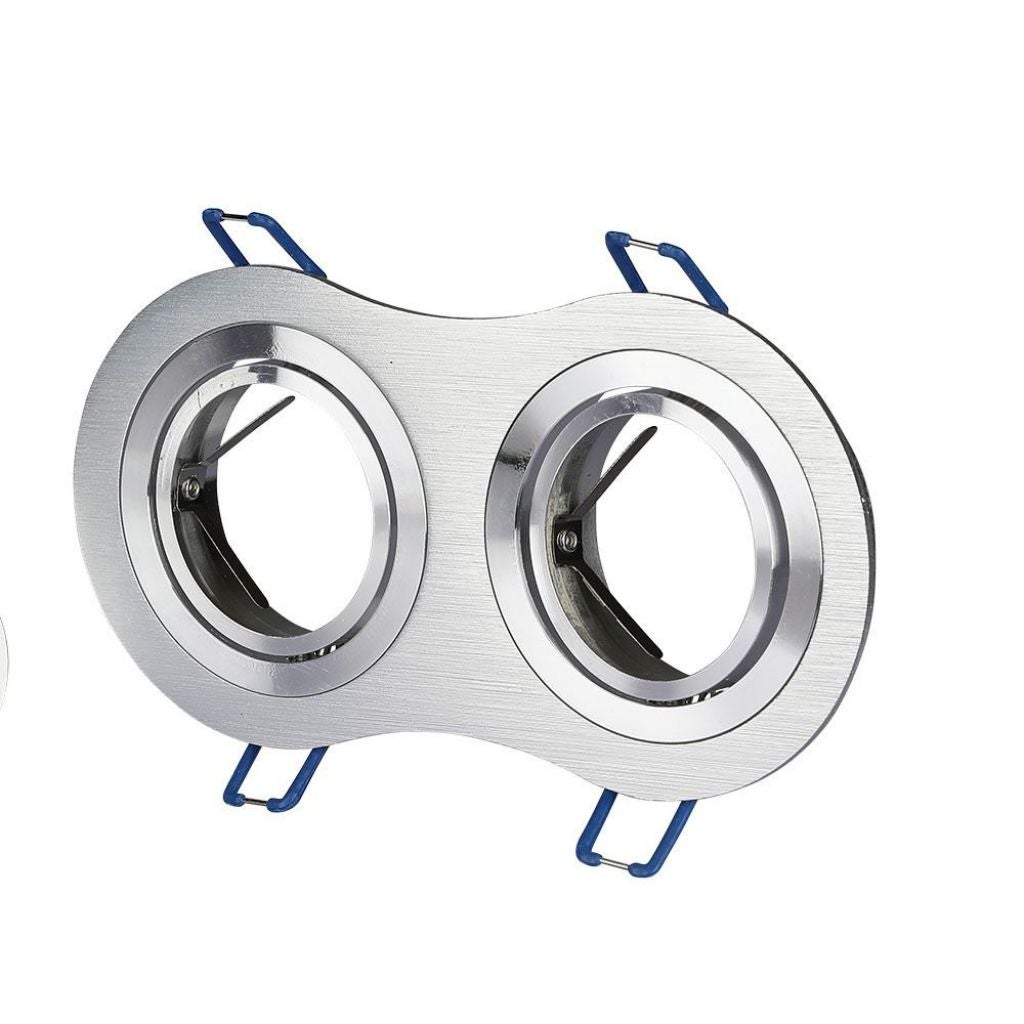 2*GU10 y GU5.3 (MR16) Portalà¡mparas LED empotrable redondo de aluminio cepillado ajustable