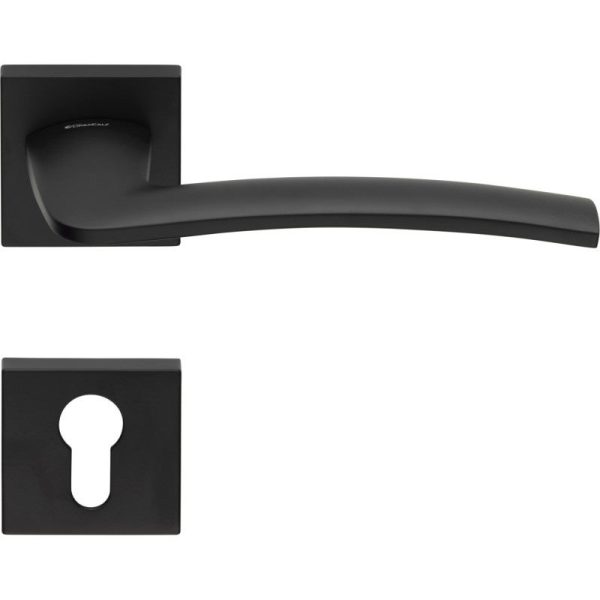 2 Manilla en roseta cuadrada, montaje ultrarrápido Click-Clack , rosetón agujero de llave I para cilindro, negro, para puerta de entrada. 2 Manilla en roseta cuadrada, montaje ultrarrápido Click-Clack , rosetón agujero de llave I para cilindro, negro, para puerta de entrada.