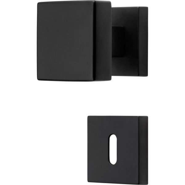 2 Manilla en rosetón, montaje ultrarrápido Click-Clack 019, Cuadrado 8 mm, Rosetón bocallave L, negro, para puerta de interior.