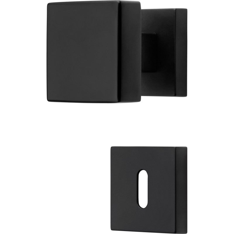 2 Manilla en rosetón, montaje ultrarrápido Click-Clack 019, Cuadrado 8 mm, Rosetón bocallave L, negro, para puerta de interior.