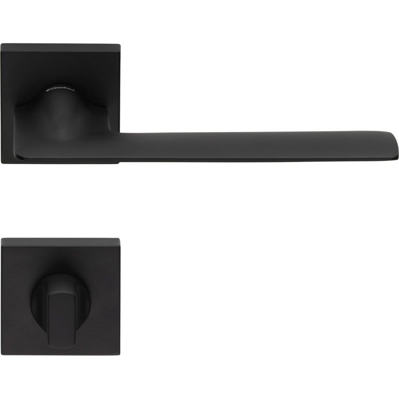 2 Manilla rosetón, montaje ultrarrápido Click-Clack 019, Cuadrado 8 mm, Rosetón de cierre cuadrado 7 mm, negro, para puertas de baño.