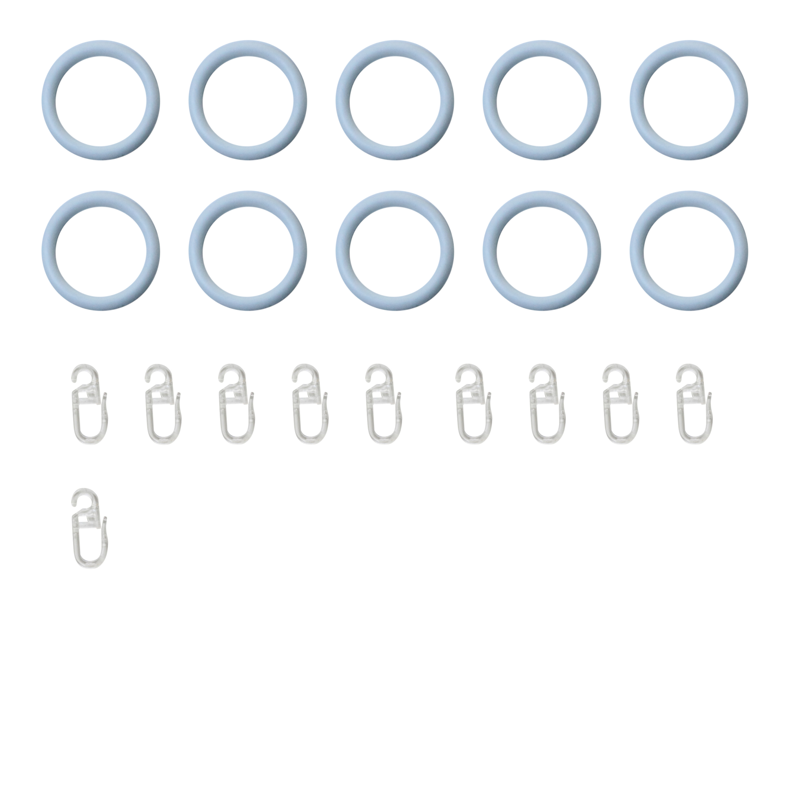 1 Anilla para barra de cortina 16 mm redonda polipropileno INSPIRE blanco barnizado con gancho y anillo silencioso
