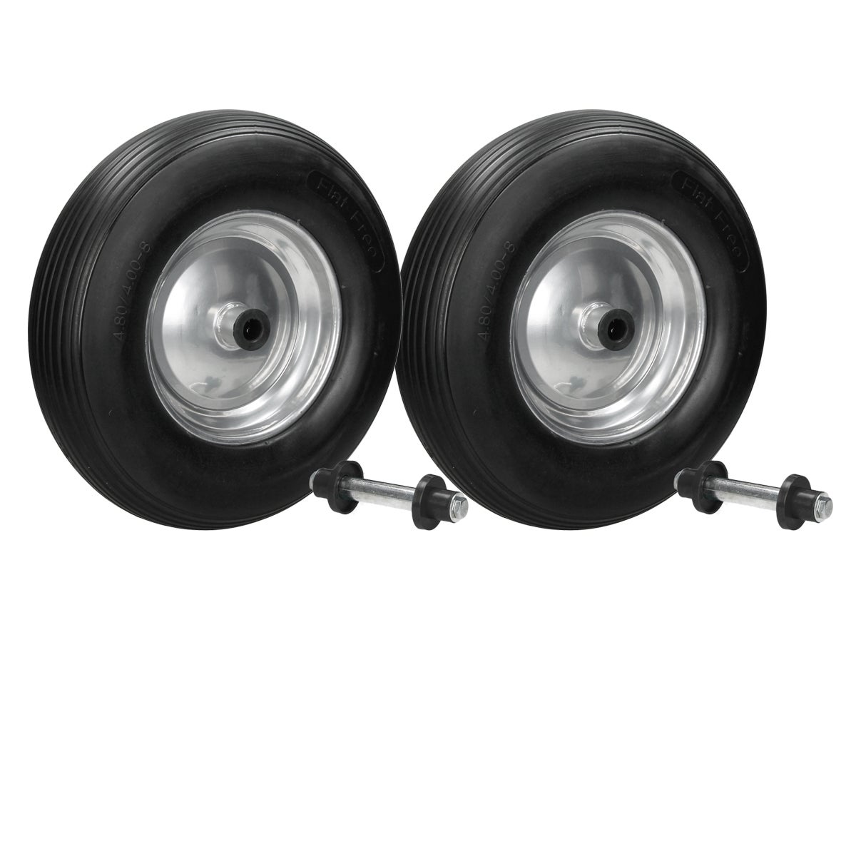 2 ruedas de carretilla Neumático con eje PU 4.80/4.00-8 Ø 390 mm rueda de repuesto de caucho macizo