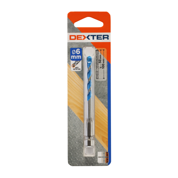 1 Broca multimaterial hex 6x100mm DEXTER 1 Broca multimaterial hex 6x100mm DEXTER