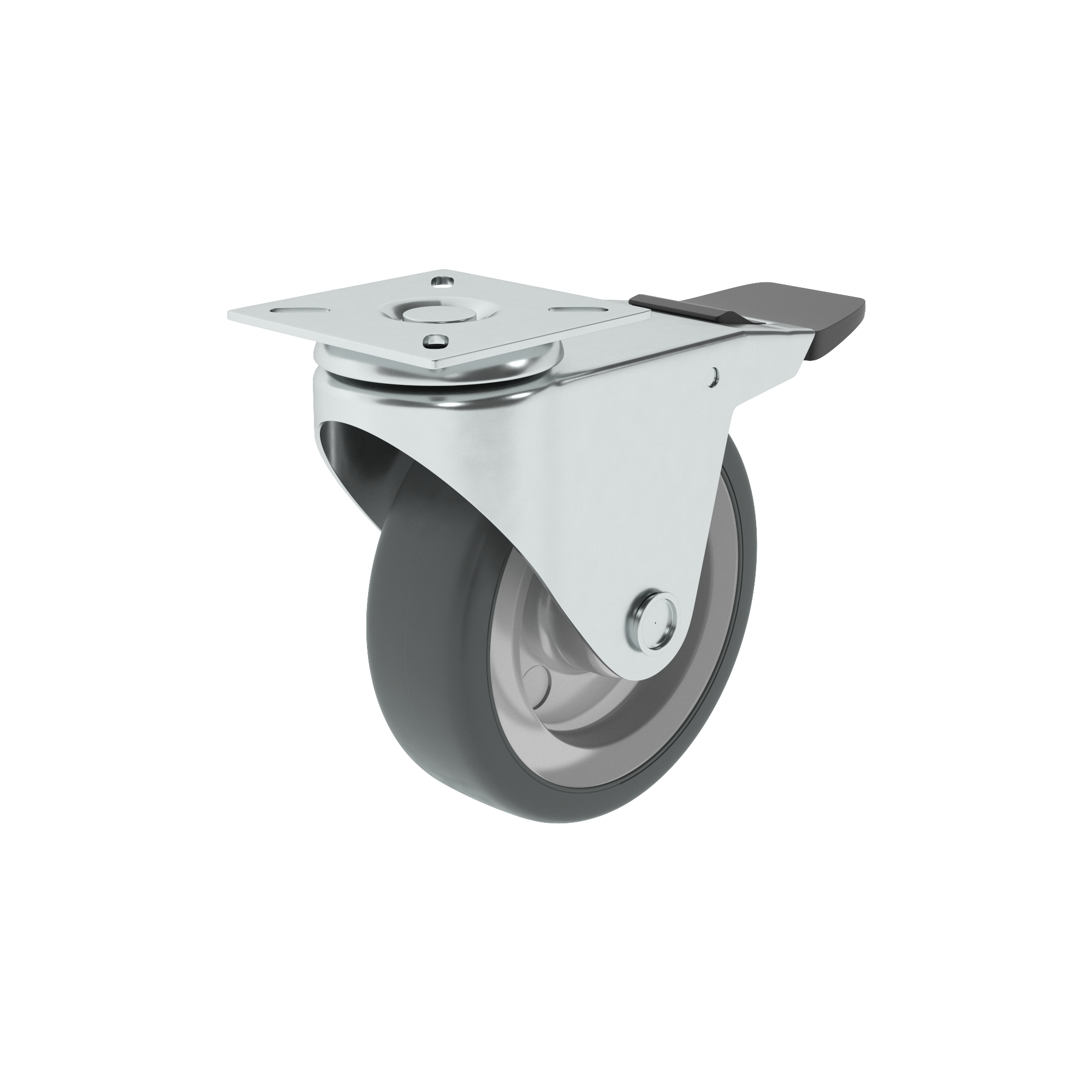 1 rueda giratoria con freno con placa , ø 100 mm, peso max. 70 Kg