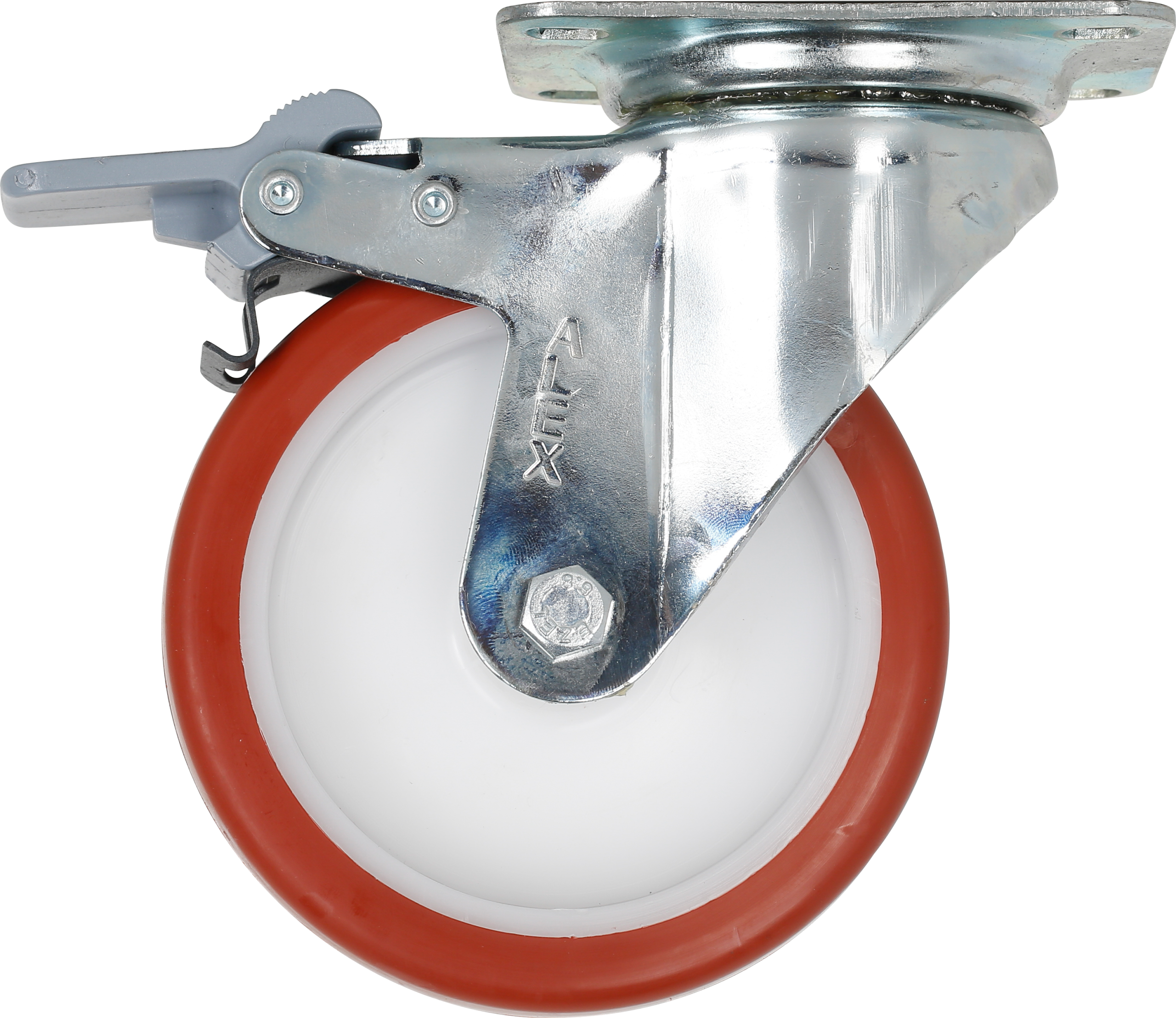 1 rueda giratoria con freno con placa , ø 125 mm, peso max. 200 Kg