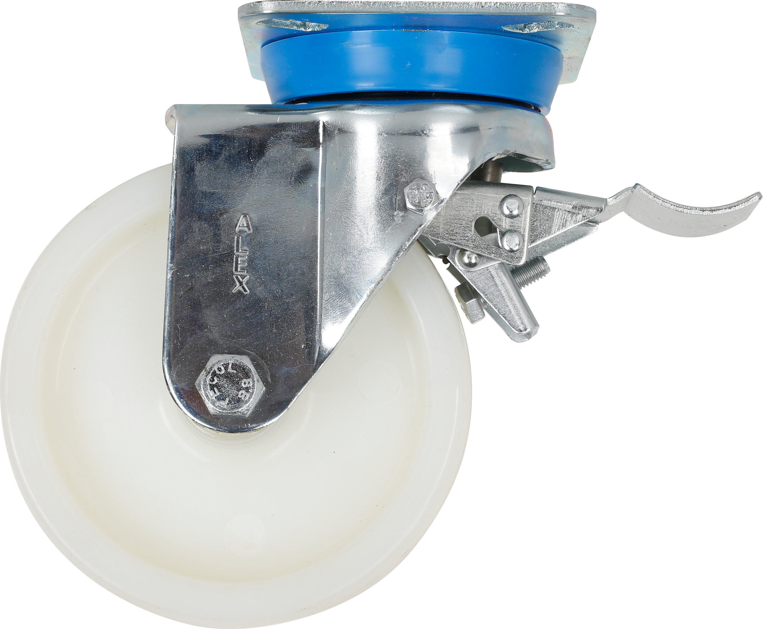 1 rueda giratoria con freno con placa , ø 150 mm, peso max. 500 Kg