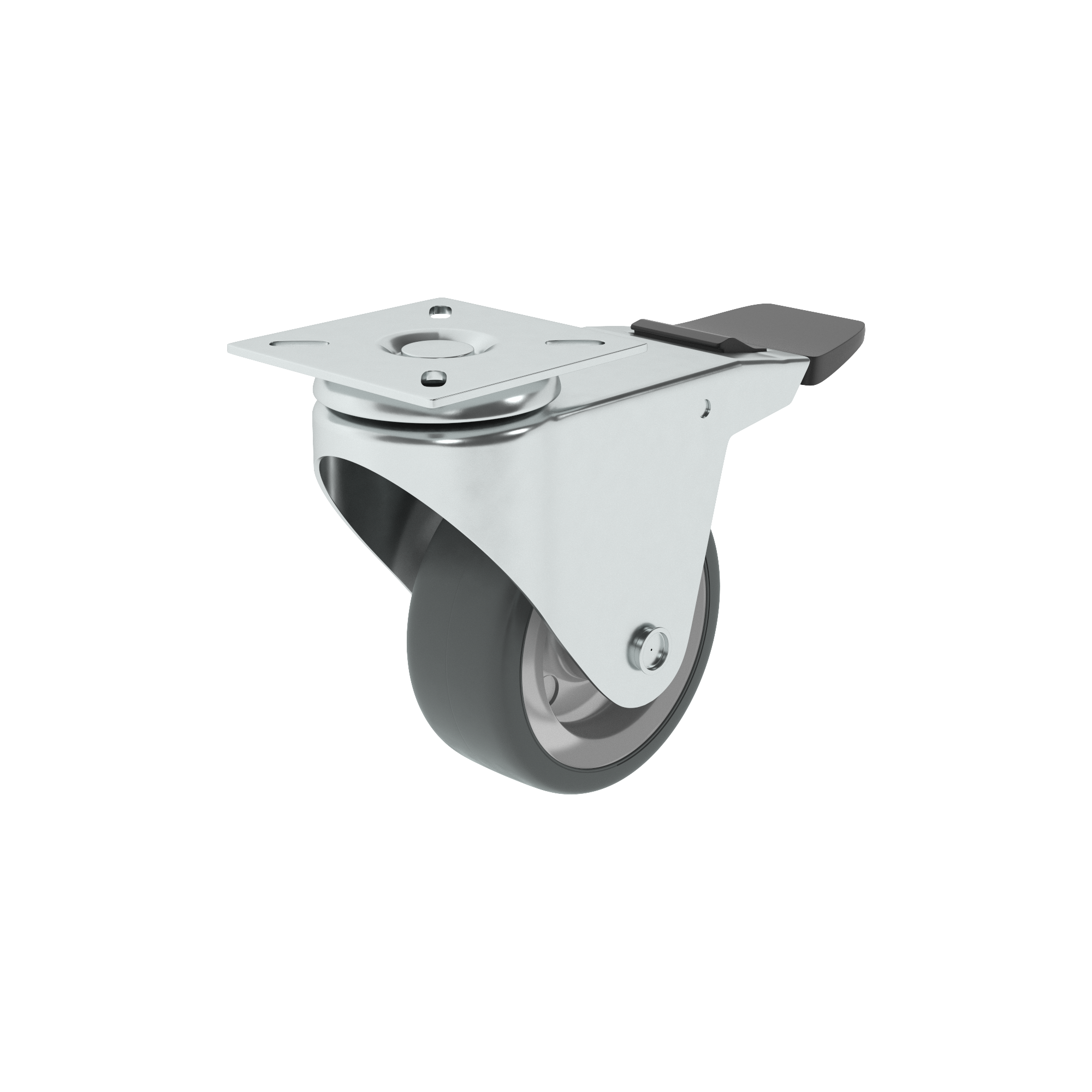 1 rueda giratoria con freno con placa , ø 75 mm, peso max. 60 Kg