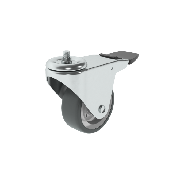 1 rueda giratoria con freno con varilla roscada , ø 75 mm, peso max. 50 Kg 1 rueda giratoria con freno con varilla roscada , ø 75 mm, peso max. 50 Kg