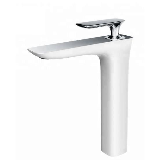 005 Grifo Lavabo Sobreelevado Blanco Y Cromado Colección Argolide 005 Grifo Lavabo Sobreelevado Blanco Y Cromado Colección Argolide