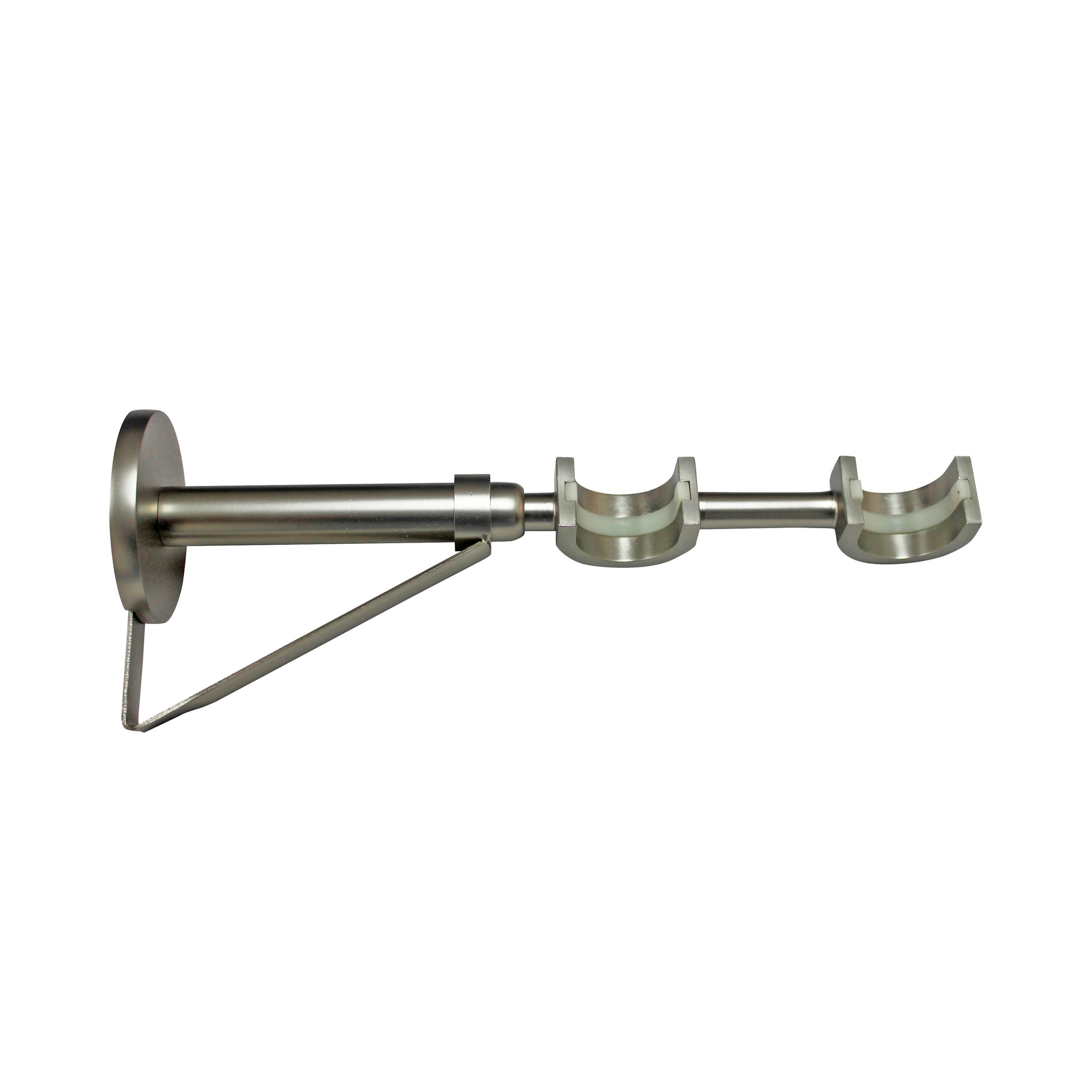 1 Soporte a pared para 2 barras diámetro 28 mm Design INSPIRE Aluminio cromo mate niquelado extensible 13.5-27 cm