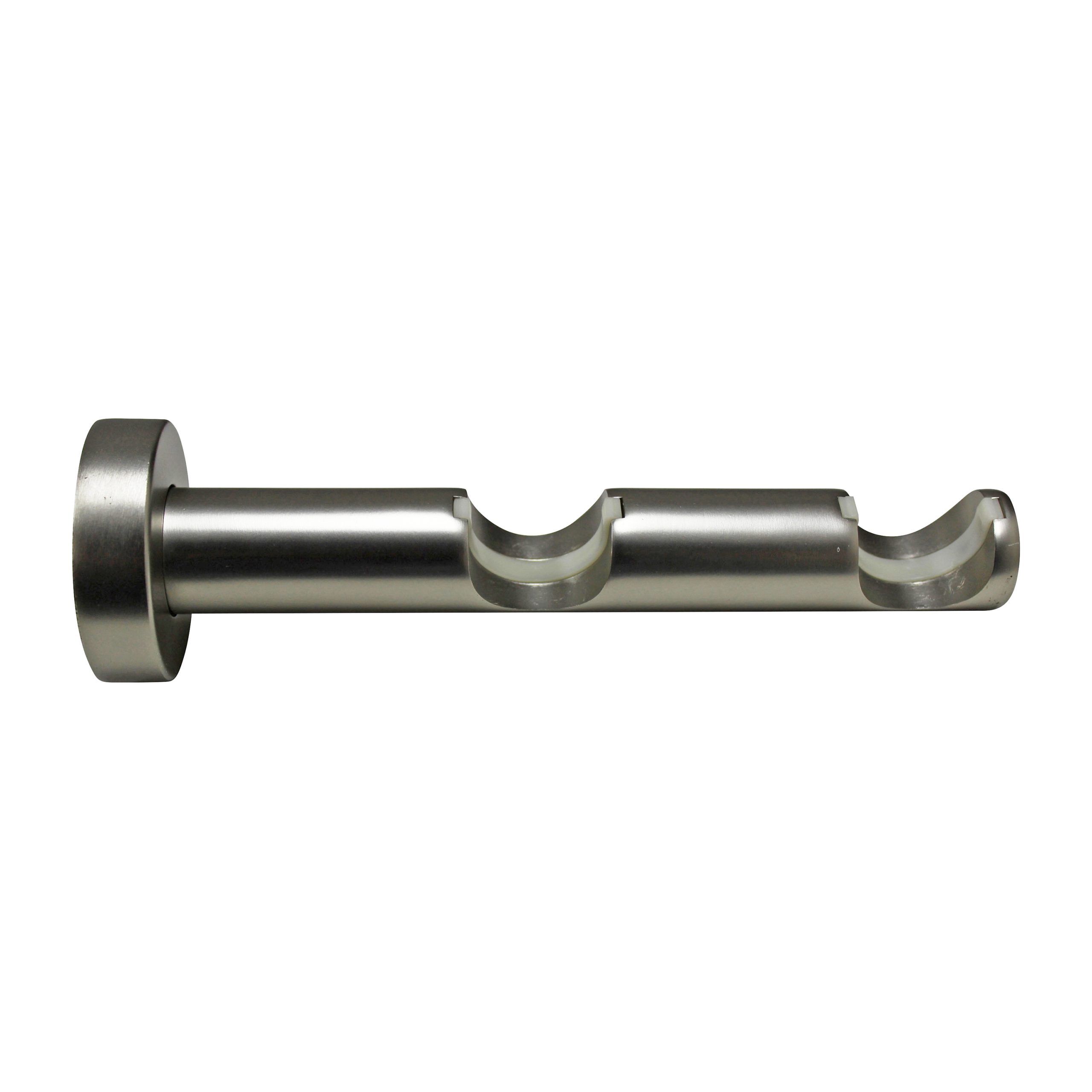1 Soporte a pared para 2 barras diámetro 28 mm Design INSPIRE Aluminio cromo mate niquelado fijo 9-17 cm