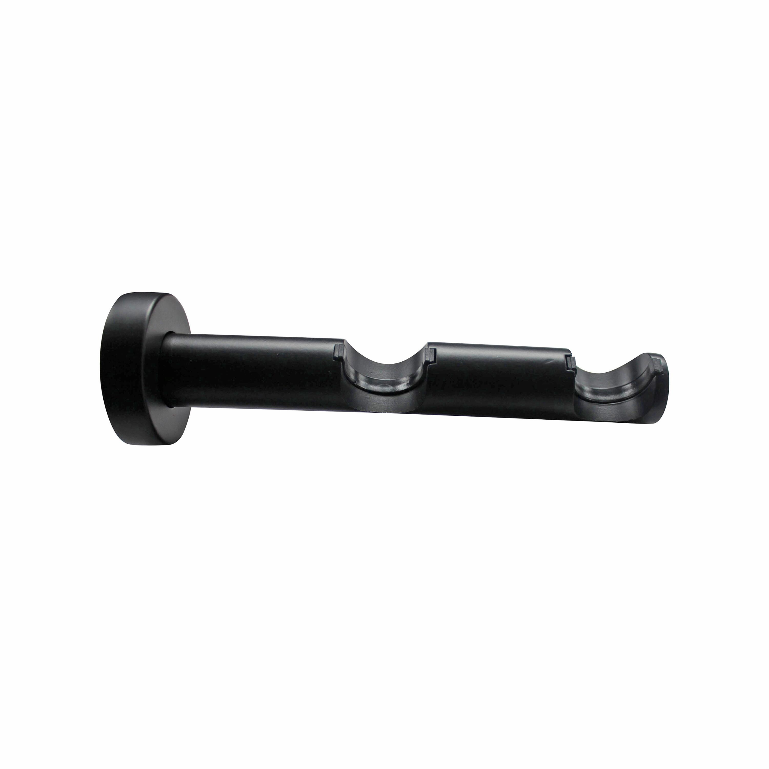 1 Soporte a pared para 2 barras diámetro 28 mm Design INSPIRE Aluminio negro mate pintado fijo 9-17 cm