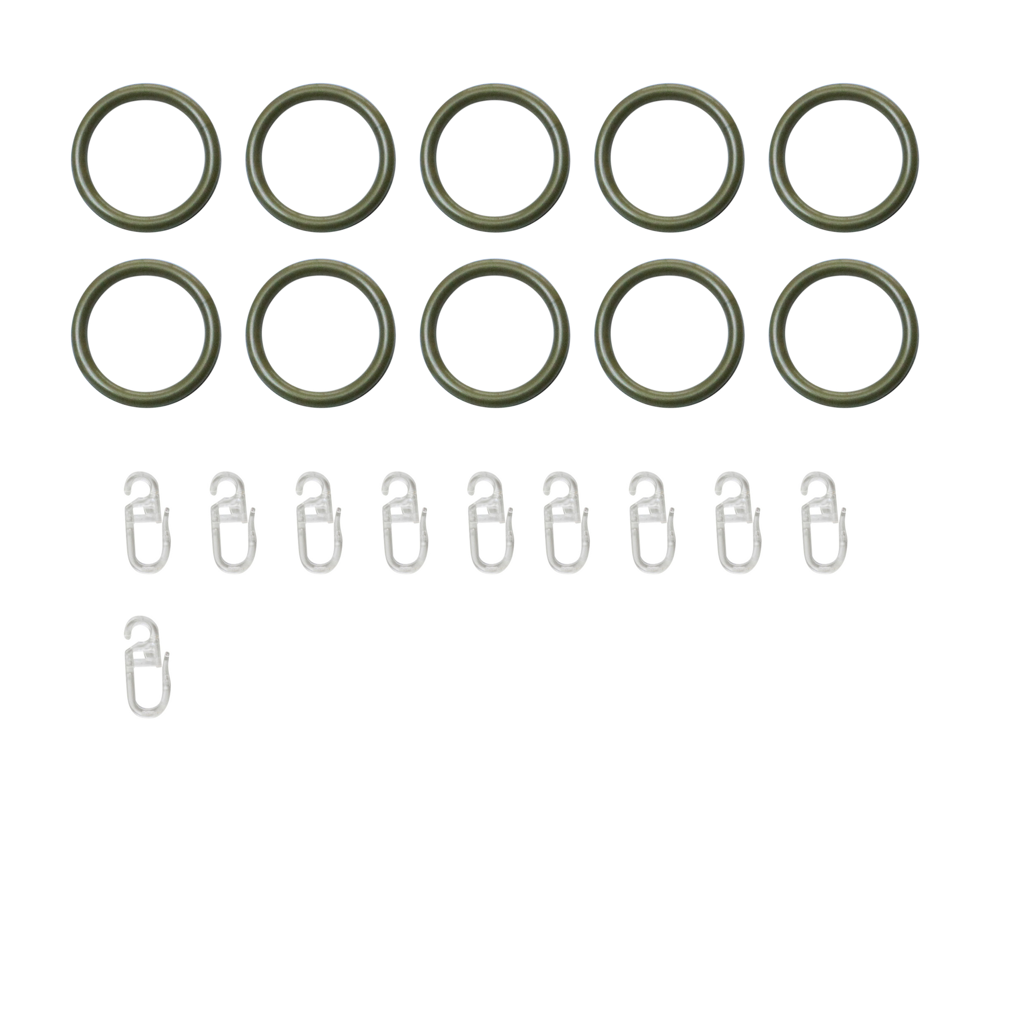 10 Anillas para barra de cortina 16 mm redondas polipropileno INSPIRE oro barnizado con gancho y anillo silencioso