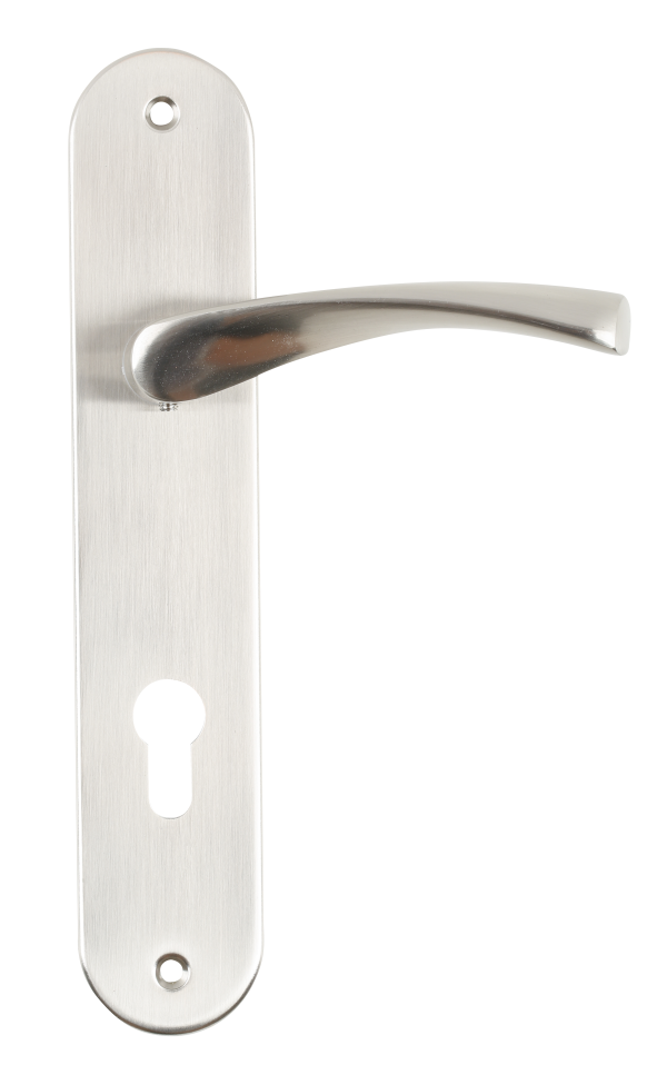 1/2 Juego de manilla con placa de puerta Arosa de aluminio, bocallave a 85mm, mano derecha 1/2 Juego de manilla con placa de puerta Arosa de aluminio, bocallave a 85mm, mano derecha
