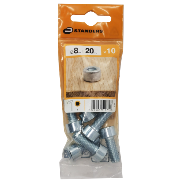 10 Tornillo de métrica cabeza cilíndrica allen de acero , Ø 8 x L.20 mm 10 Tornillo de métrica cabeza cilíndrica allen de acero , Ø 8 x L.20 mm