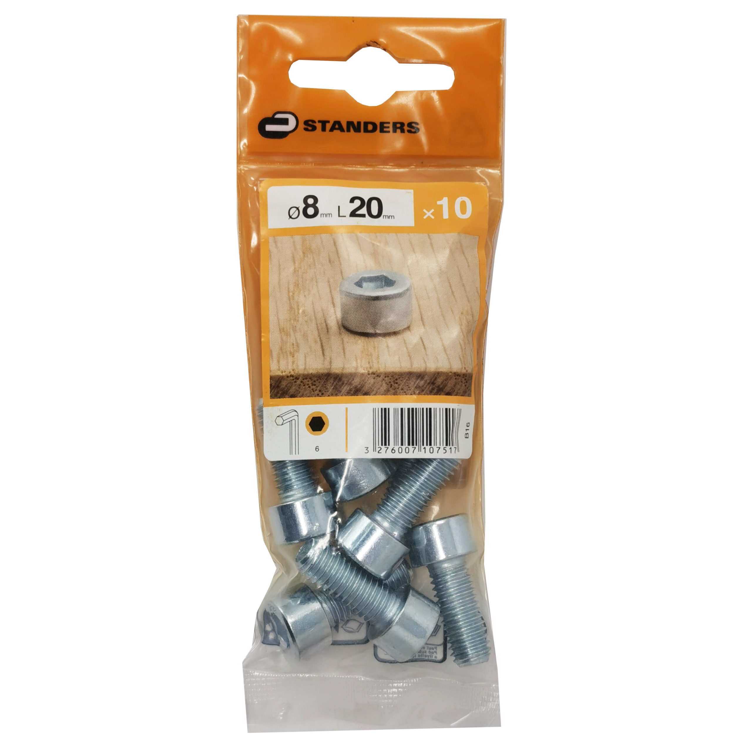10 Tornillo de métrica cabeza cilíndrica allen de acero , Ø 8 x L.20 mm