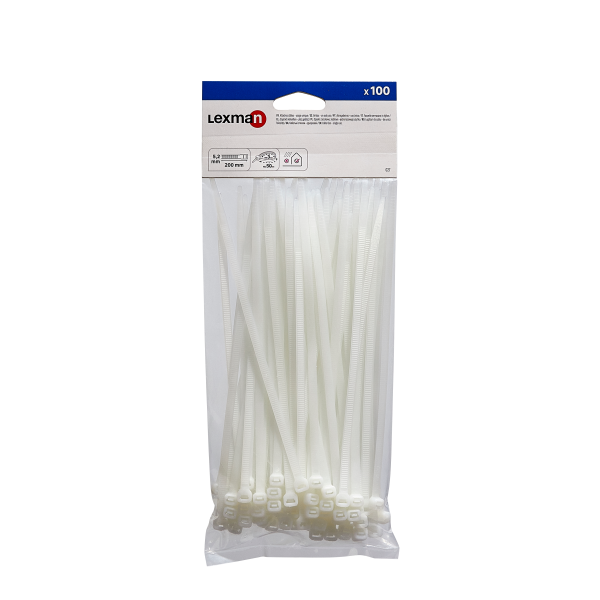 100 bridas blancas LEXMAN de 5.2x200mm 100 bridas blancas LEXMAN de 5.2x200mm