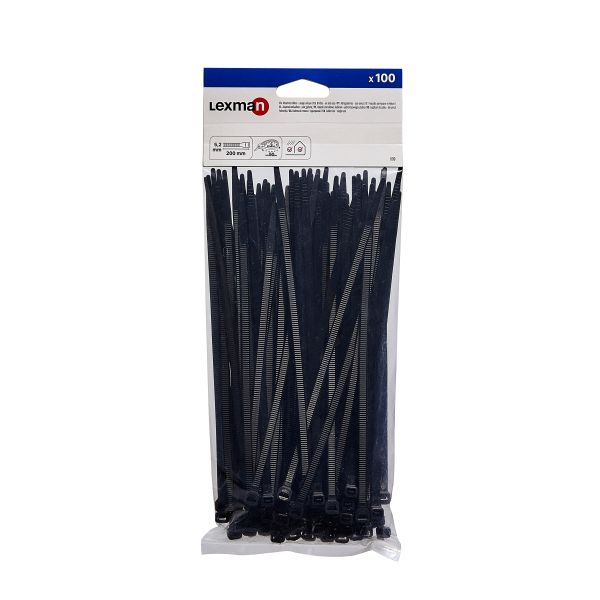 100 bridas negras LEXMAN de 5.2x200mm 100 bridas negras LEXMAN de 5.2x200mm
