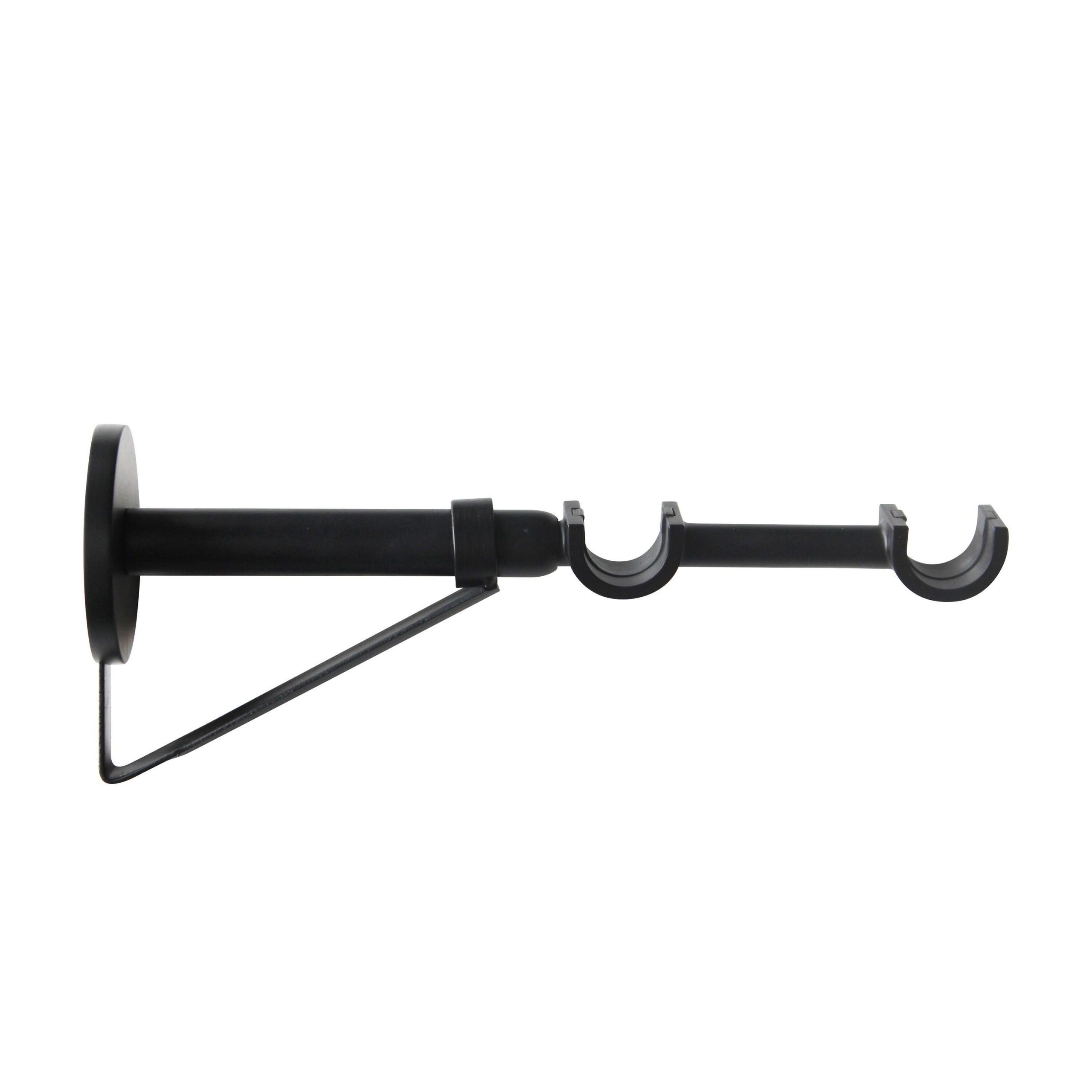 1 Soporte a pared para 2 barras diámetro 28 mm Design INSPIRE aluminio negro mate pintado extensible 13.5-27 cm