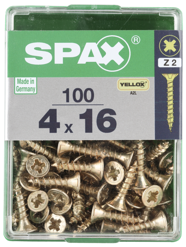 100 Tornillo para madera SPAX pozidriv con cabeza avellanada, ø 4 x L. 20 mm 100 Tornillo para madera SPAX pozidriv con cabeza avellanada, ø 4 x L. 20 mm