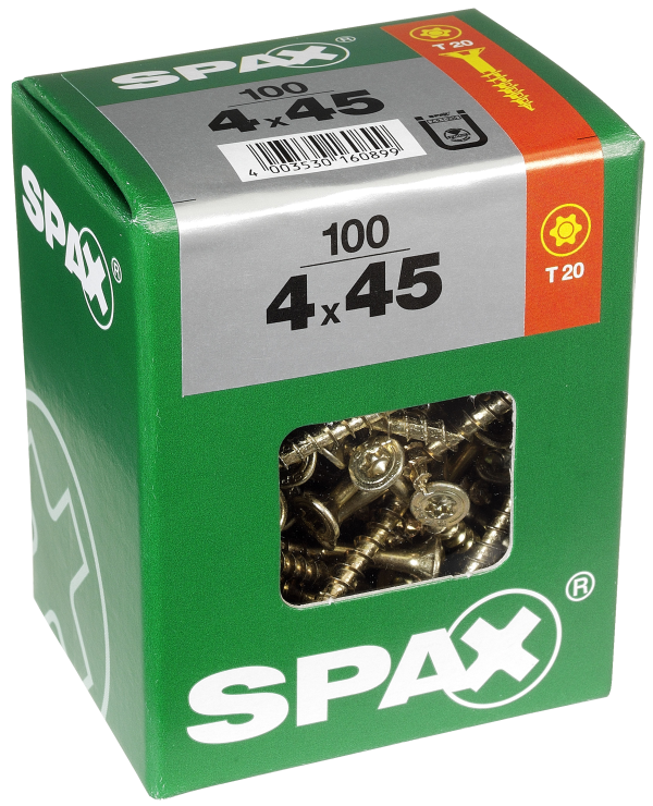 100 tornillo para madera SPAX t-star+ con cabeza fresada, ø 4mm y 45 mm 100 tornillo para madera SPAX t-star+ con cabeza fresada, ø 4mm y 45 mm