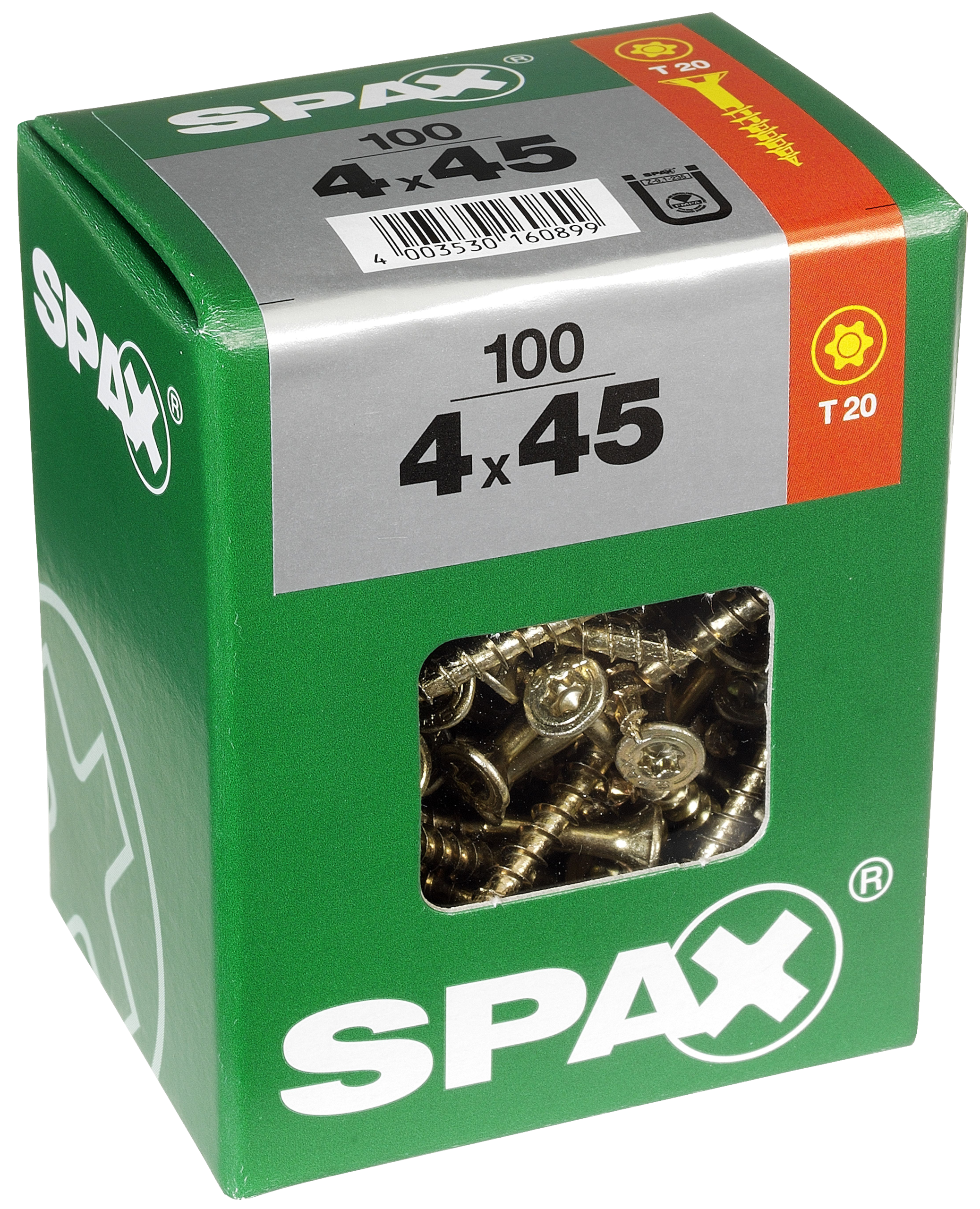 100 tornillo para madera SPAX t-star+ con cabeza fresada, ø 4mm y 45 mm