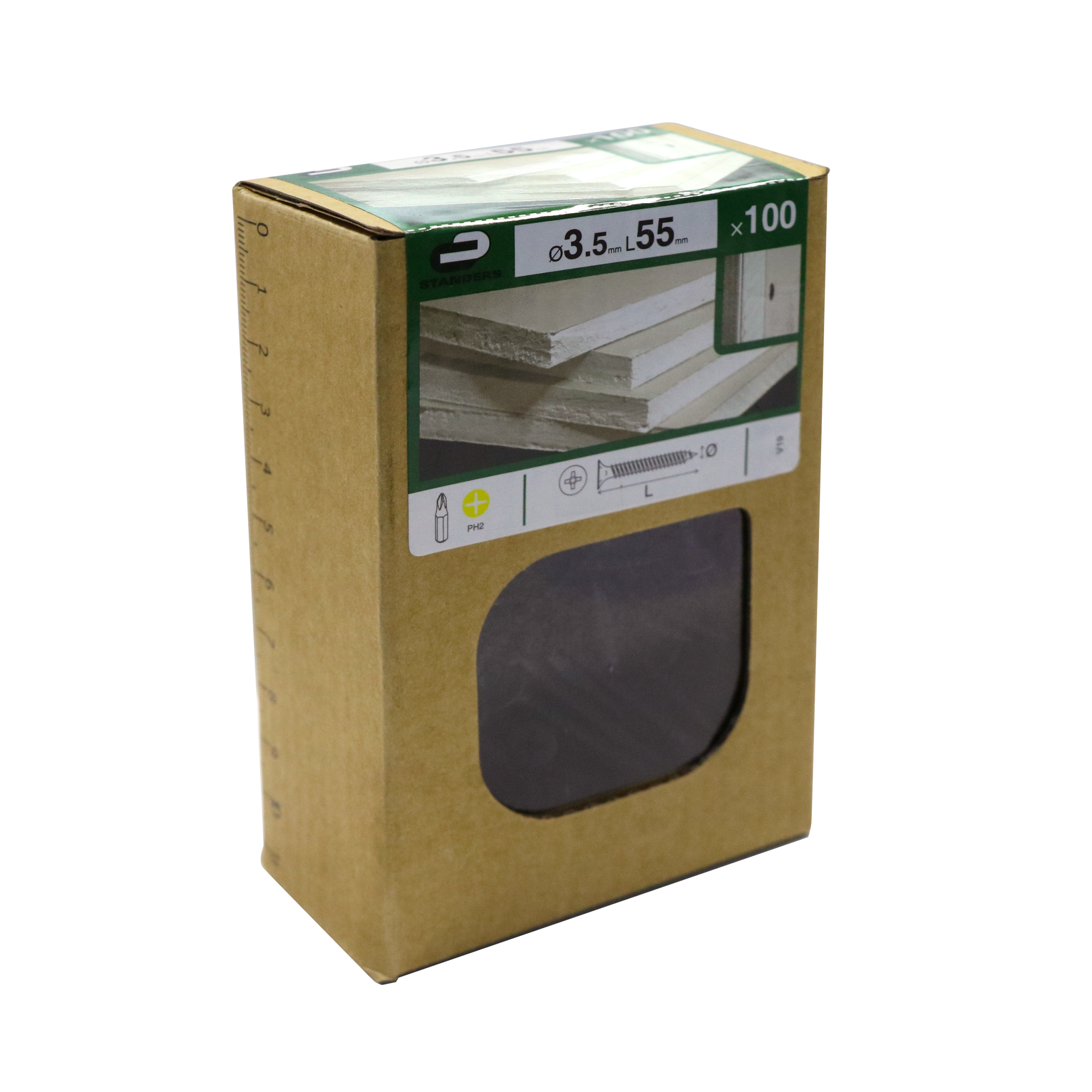 100 Tornillo para placas de yeso STANDERS con cabeza avellanada, ø 3.5 x L.55 mm