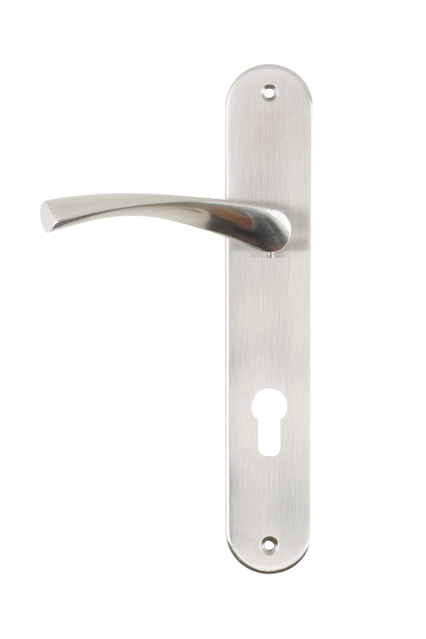 1/2 Juego de manilla con placa de puerta Arosa de aluminio, bocallave a 85mm, mano izquierda 240x45mm 1/2 Juego de manilla con placa de puerta Arosa de aluminio, bocallave a 85mm, mano izquierda 240x45mm