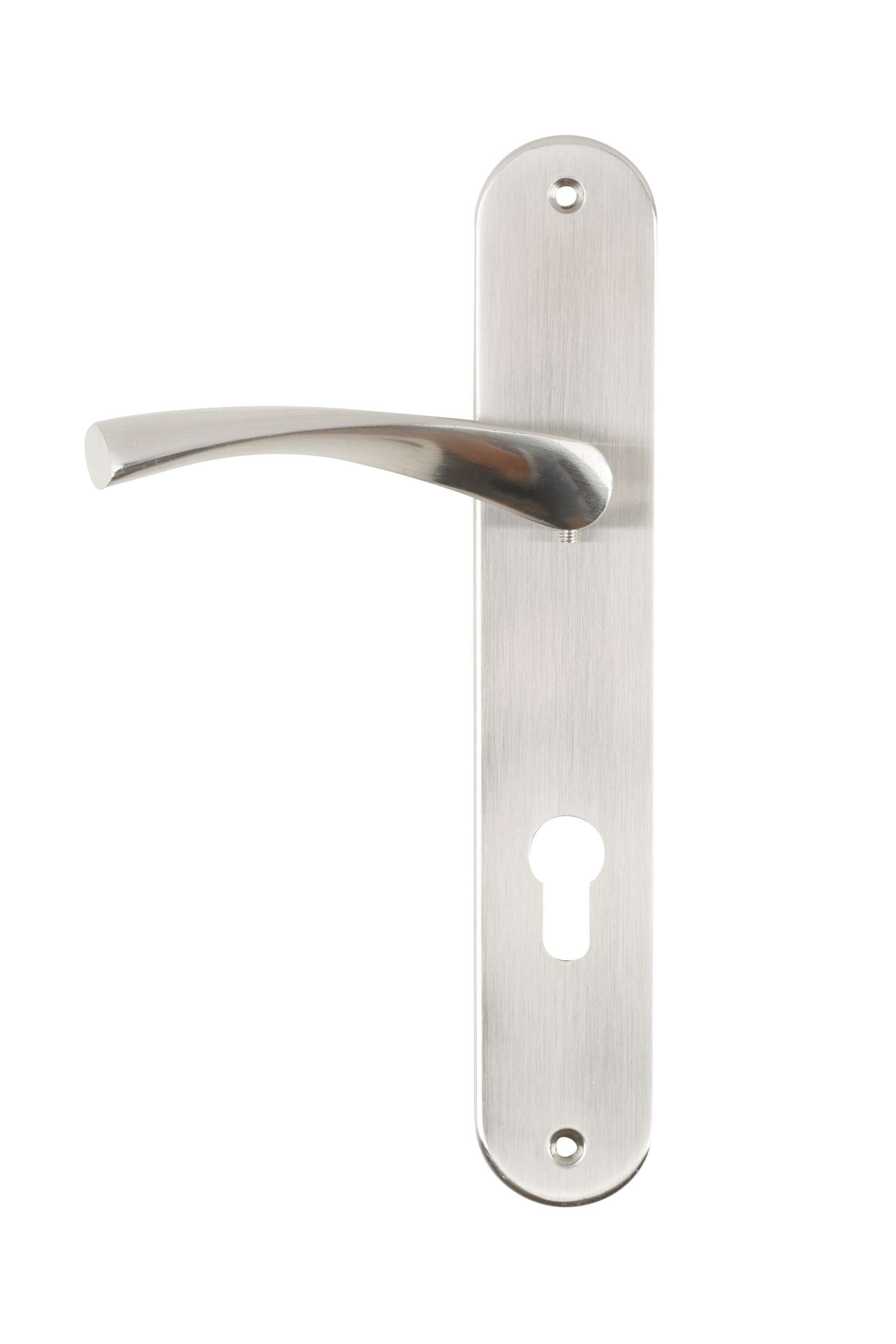 1/2 Juego de manilla con placa de puerta Arosa de aluminio, bocallave a 85mm, mano izquierda 240x45mm