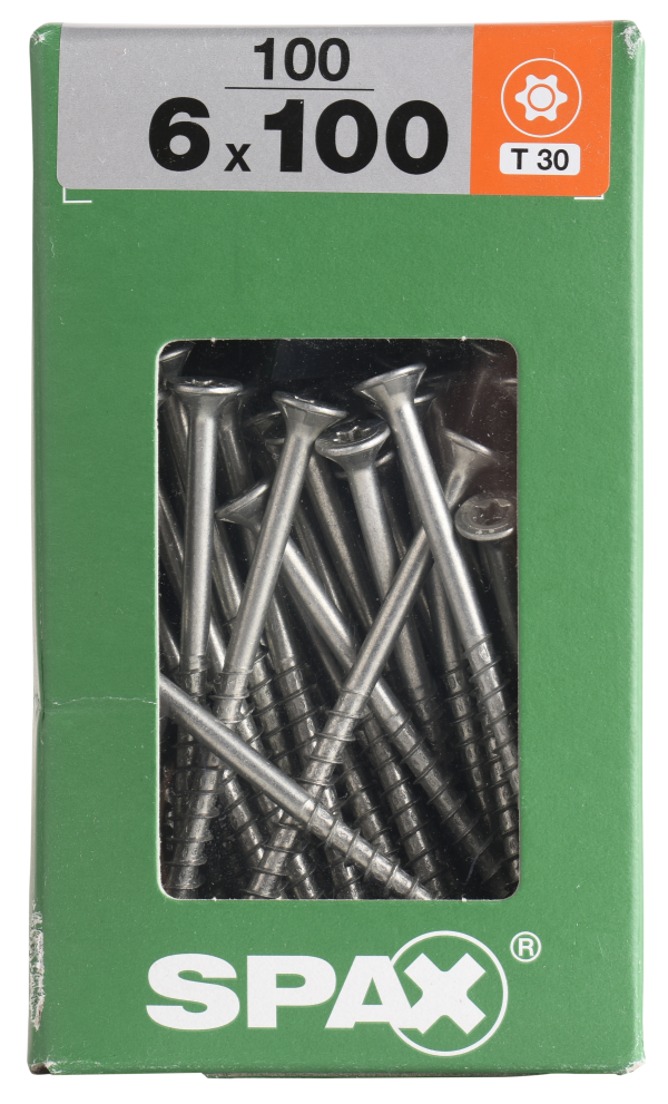 100 tornillo SPAX t-star+ con cabeza fresada, ø 6mm y 100 mm 100 tornillo SPAX t-star+ con cabeza fresada, ø 6mm y 100 mm