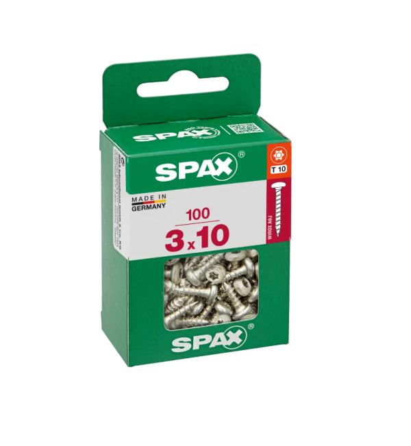 100 tornillo SPAX t-star+ con cabeza redonda, ø 3mm y 10 mm 100 tornillo SPAX t-star+ con cabeza redonda, ø 3mm y 10 mm