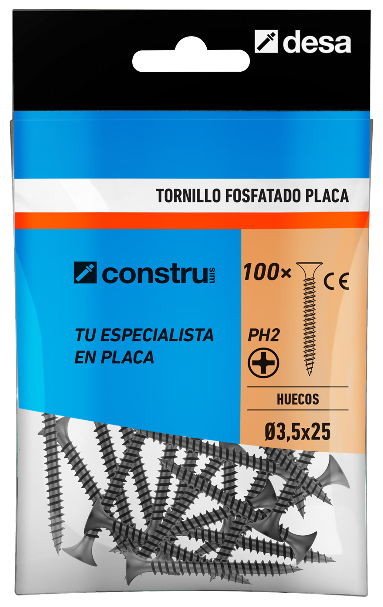100 tornillos para placas de yeso de acero de 8 - 8,5x25 mm