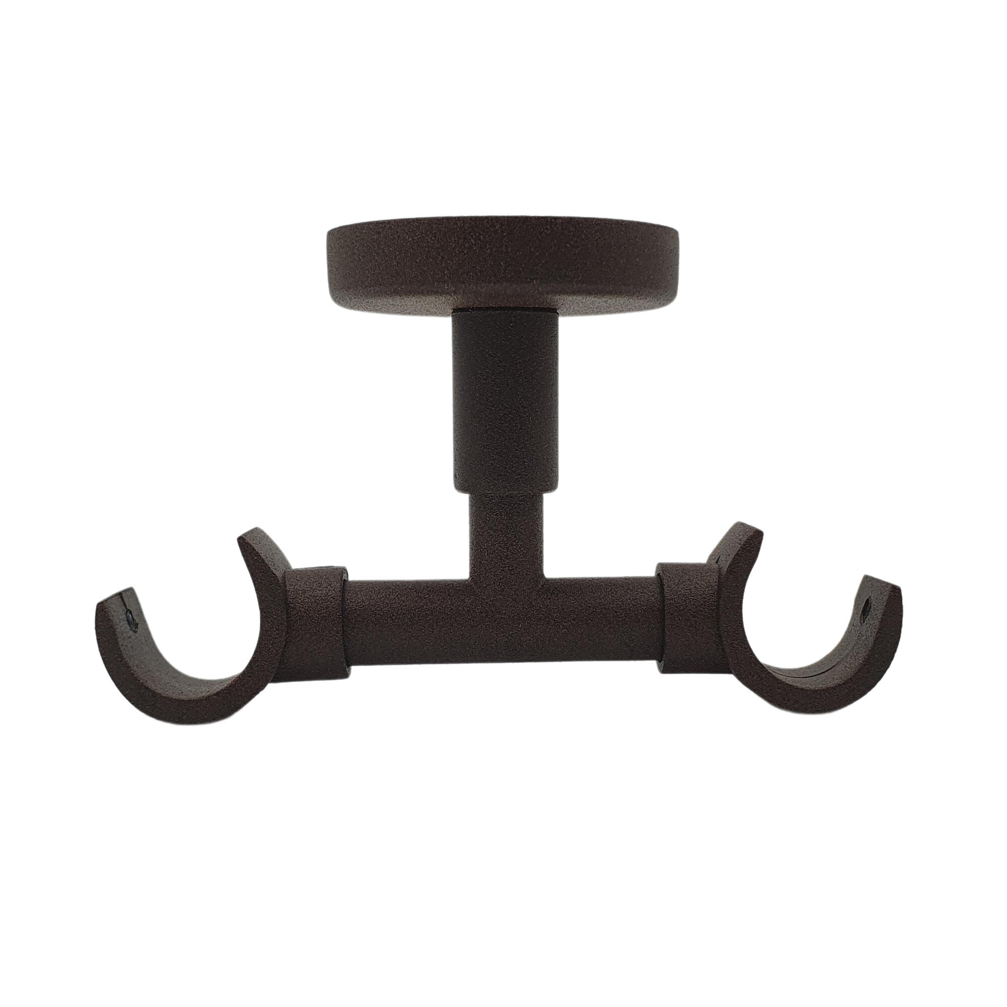 1 Soporte a techo para 2 barras diámetro 20 mm Design hierro óxido oxidado fijo 7.2 cm