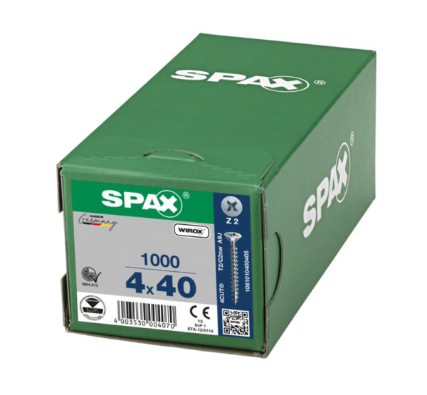 1000 Tornillo para madera SPAX pozidriv con cabeza plana, ø 4 x L. 40 mm 1000 Tornillo para madera SPAX pozidriv con cabeza plana, ø 4 x L. 40 mm