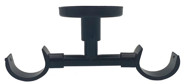 1 Soporte a techo para 2 barras diámetro 30 mm Design hierro negro mate barnizado fijo 7.8 cm 1 Soporte a techo para 2 barras diámetro 30 mm Design hierro negro mate barnizado fijo 7.8 cm