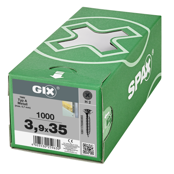 1000 Tornillo para terraza SPAX phillips con cabeza avellanada, ø 3.9 x L. 35 mm 1000 Tornillo para terraza SPAX phillips con cabeza avellanada, ø 3.9 x L. 35 mm