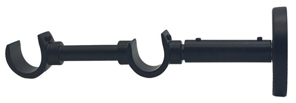 1 Soporte extensible a pared para 2 barras diámetro 30 mm Design hierro negro mate barnizado extensible 21-24 cm 1 Soporte extensible a pared para 2 barras diámetro 30 mm Design hierro negro mate barnizado extensible 21-24 cm