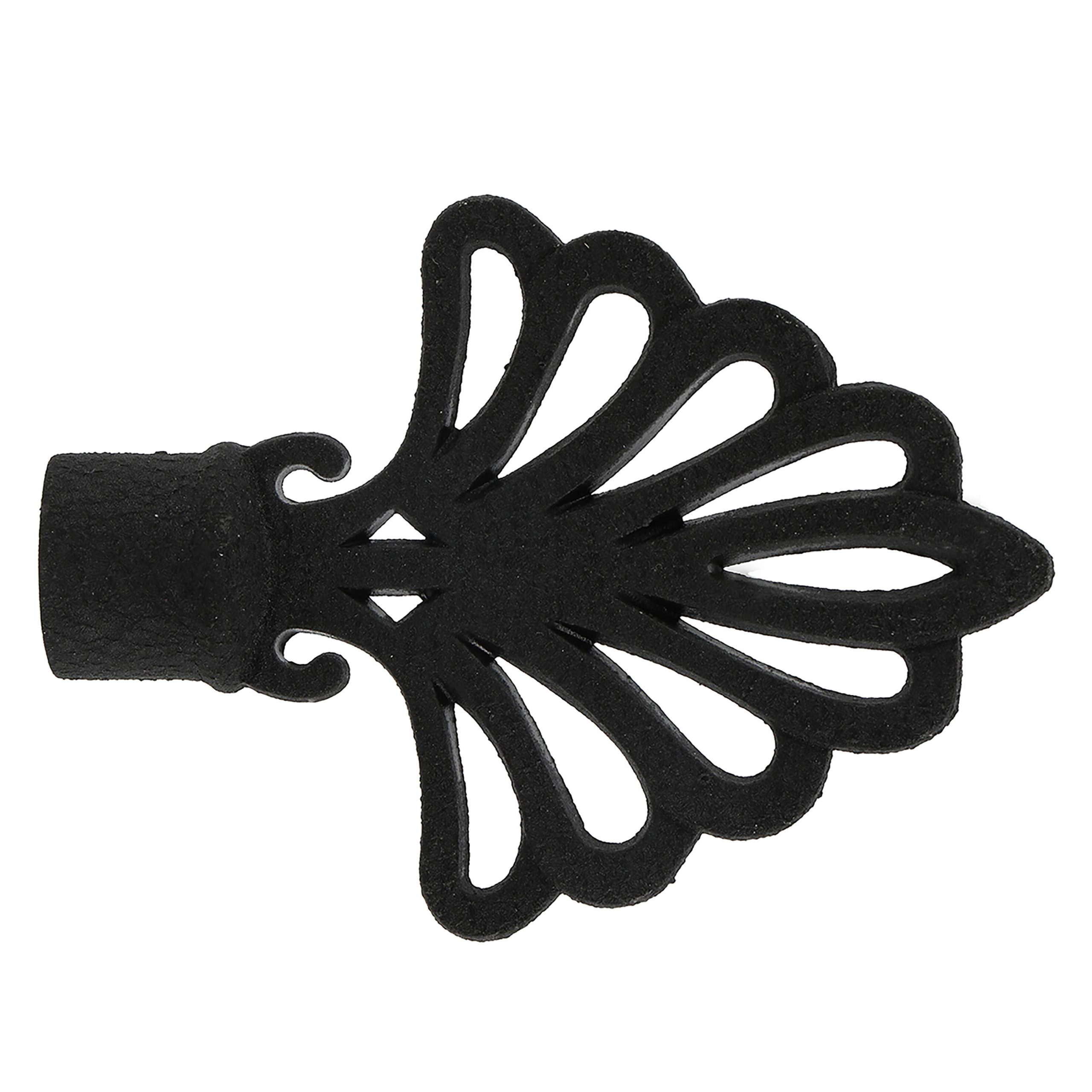 1 Terminal para barra de cortina Abanico triángulo Country charm MOBOIS acero Negro forja para barra diámetro 20 mm