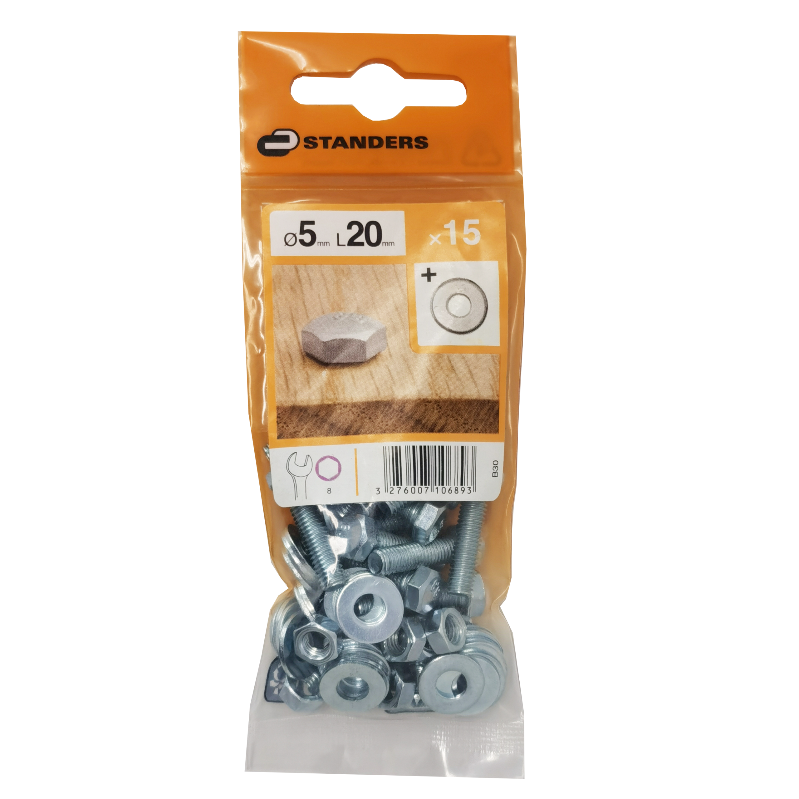 15 Tornillo de métrica cabeza hexagonal de acero , Ø 5 x L.20 mm