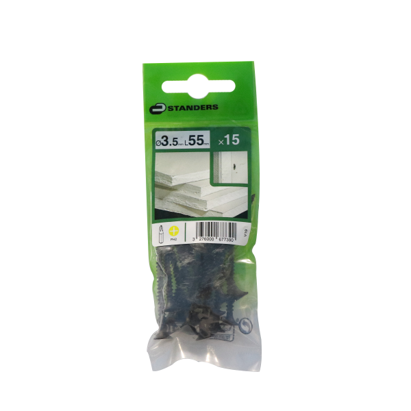 15 Tornillo para placas de yeso STANDERS con cabeza avellanada, ø 3.5 x L. 55 mm 15 Tornillo para placas de yeso STANDERS con cabeza avellanada, ø 3.5 x L. 55 mm