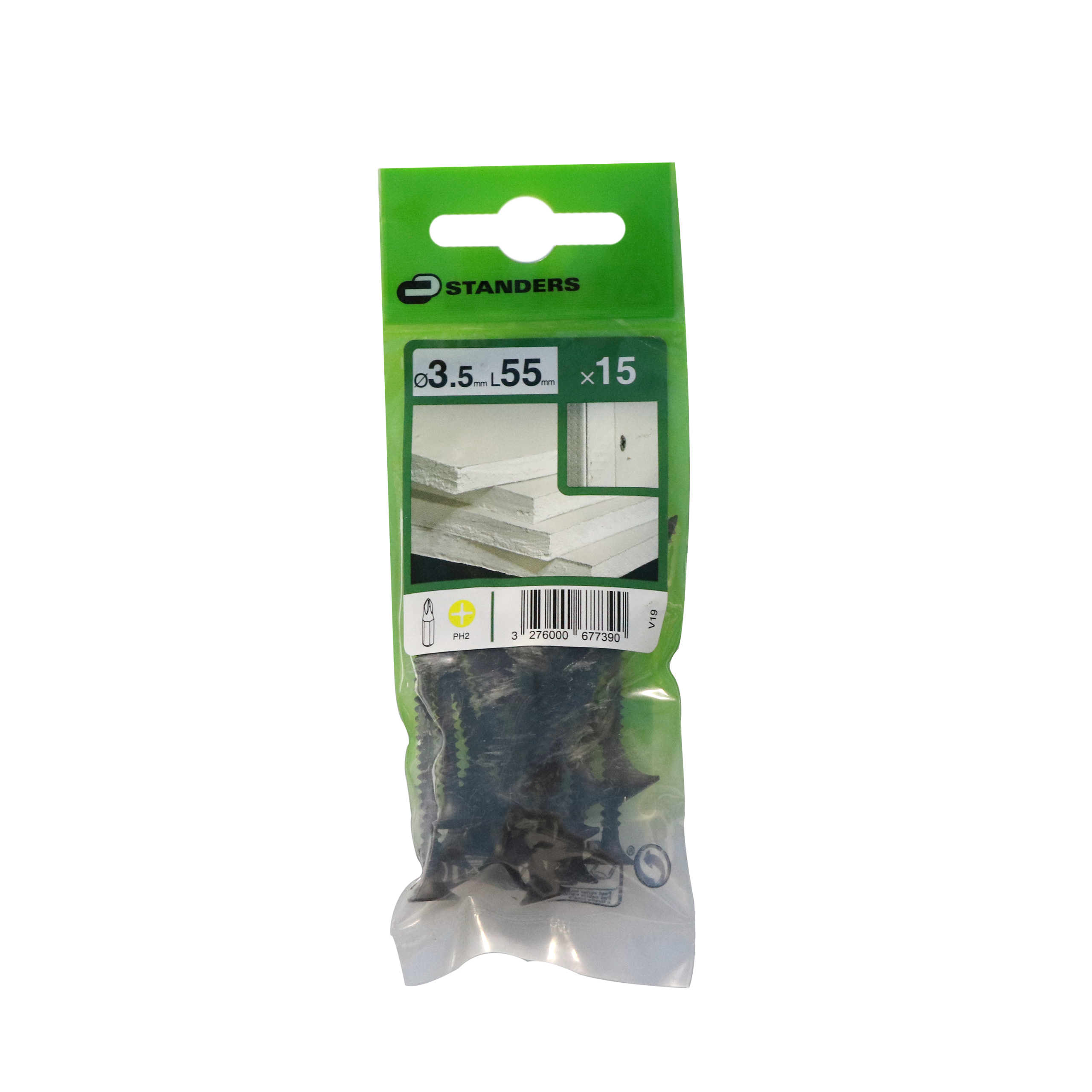 15 Tornillo para placas de yeso STANDERS con cabeza avellanada, ø 3.5 x L. 55 mm