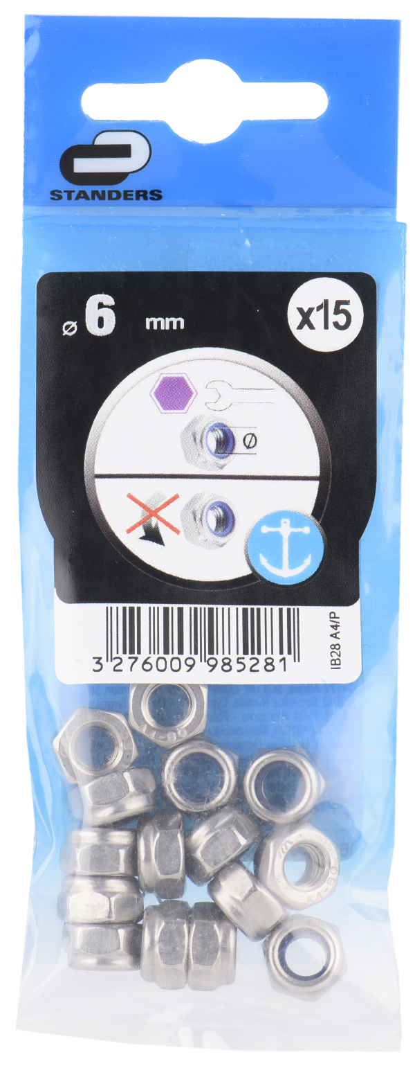 15 tuerca autoblocante de acero inoxidable Ø 6 mm 15 tuerca autoblocante de acero inoxidable Ø 6 mm