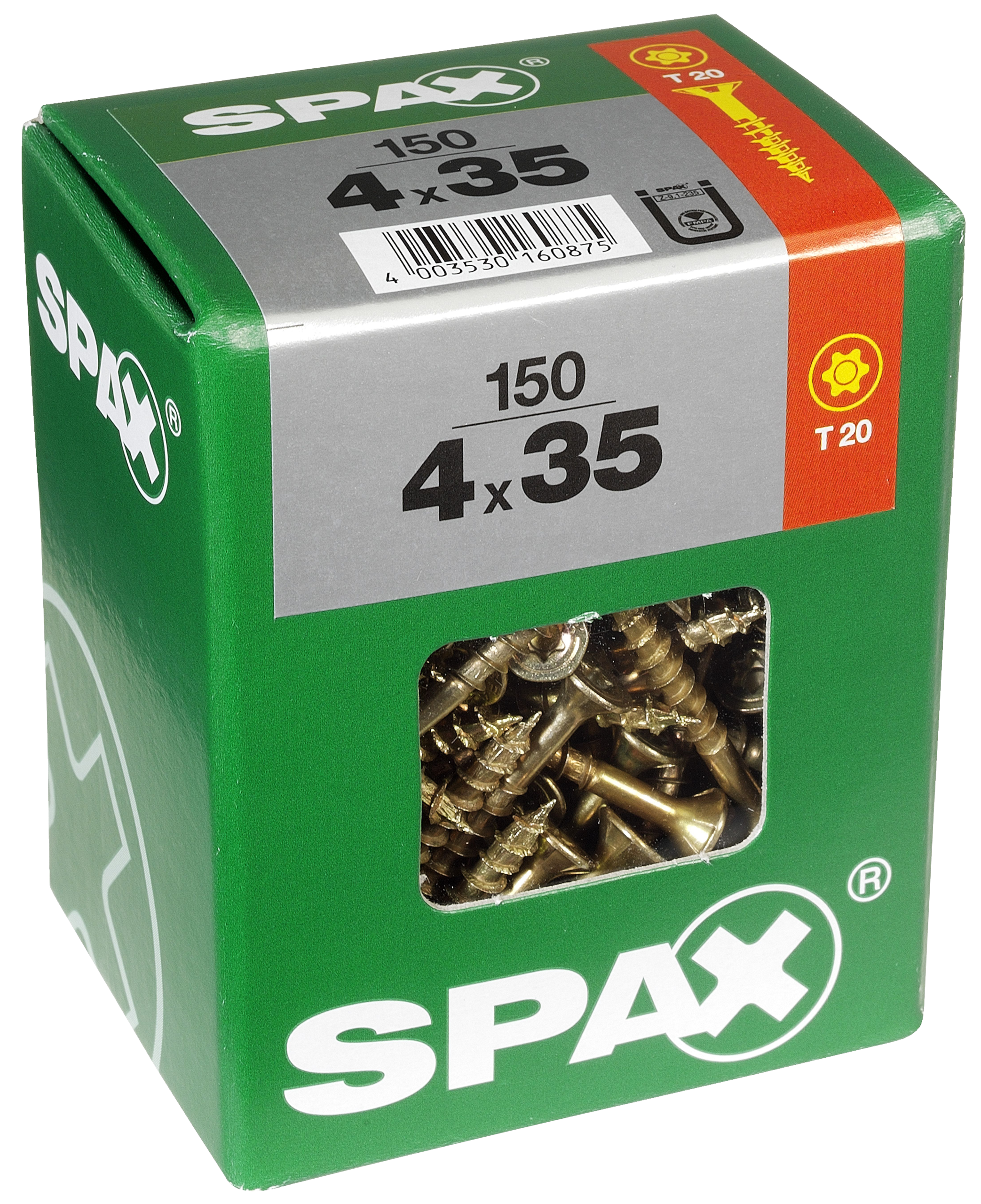 150 tornillo para madera SPAX t-star+ con cabeza fresada, ø 4mm y 35 mm