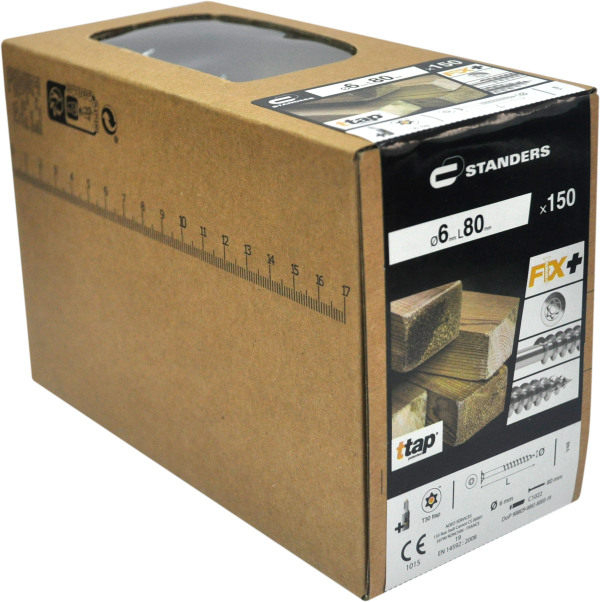 150 Tornillo para madera STANDERS TTAP® con cabeza avellanada, ø 6 x L. 80 mm 150 Tornillo para madera STANDERS TTAP® con cabeza avellanada, ø 6 x L. 80 mm