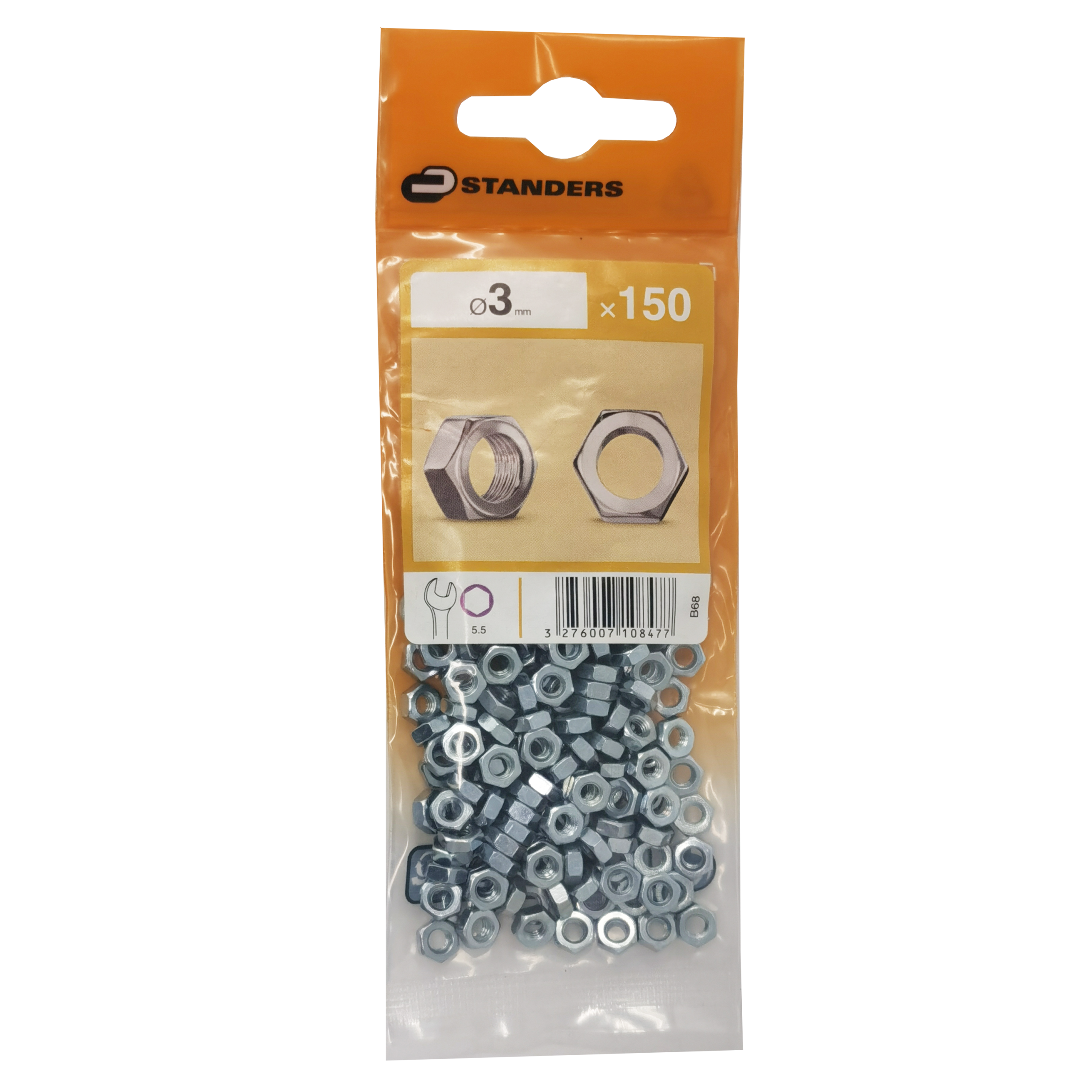 150 tuerca hexagonal de acero cincado Ø 3 mm